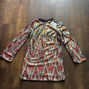 H&M Women's Sequin Dress - Red, Gold, Silver